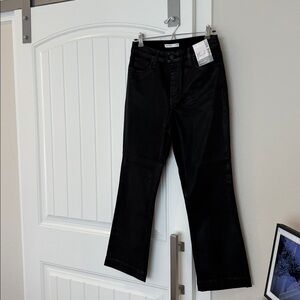 NWT Nine West Slimming Black Coated Women’s Pants - Size 8 Kick Flare High Rise